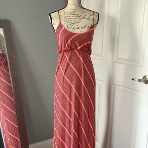 Cherish Orange/Blue/Green Maxi Dress, Large